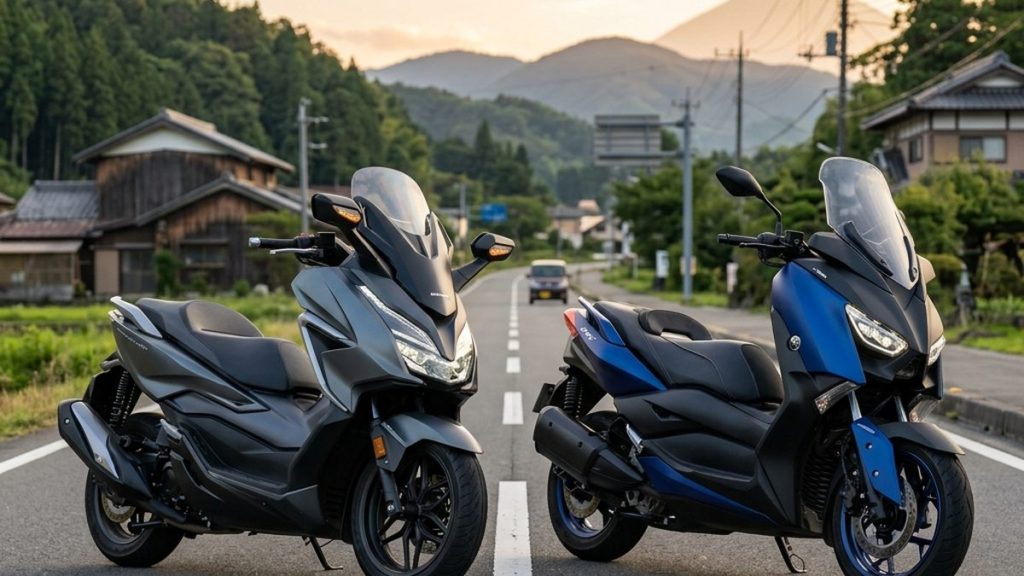 NMAX155とPCX160を並べた年間維持費比較イメージ