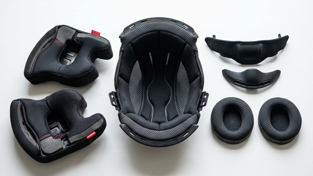 SHOEI Z-7 ヘルメットの全体像と内装パーツ配置図