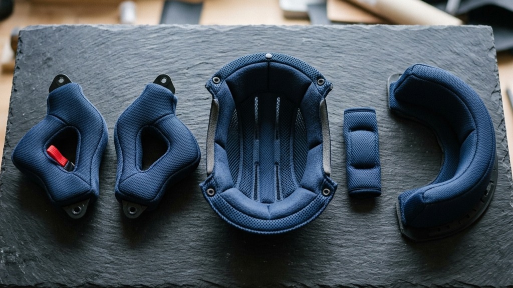 SHOEI Z-7 内装パーツを5種類に分解した状態