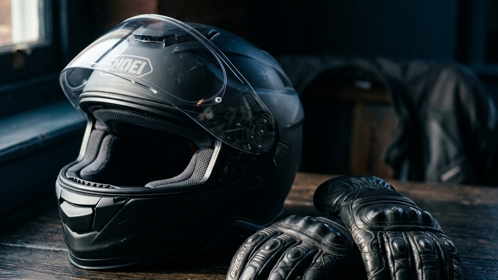 バイクヘルメットと手袋