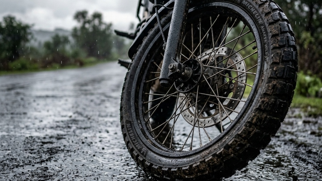 雨季のバイクホイール