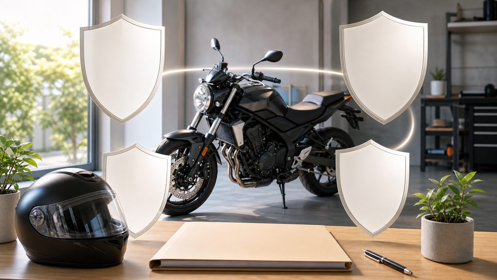 バイク任意保険の基本構造:自賠責では足りない理由と4つの補償のイメージ