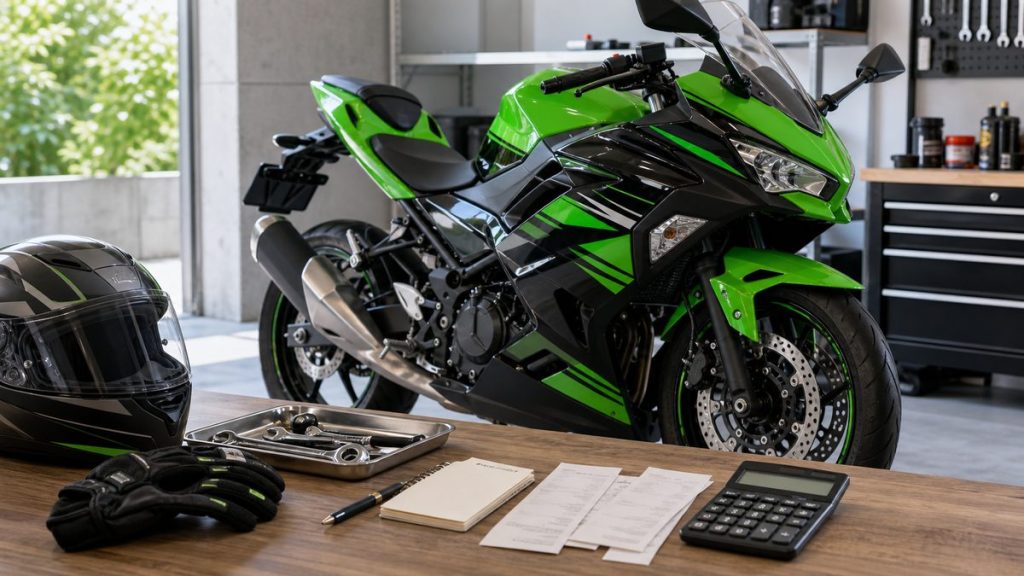 カワサキNinja250の維持費を年間シミュレーションするイメージ