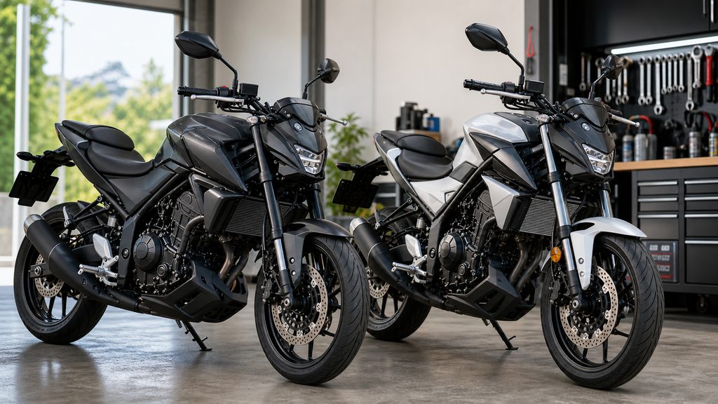 MT-25とMT-03の決め手になる違いを比較するイメージ