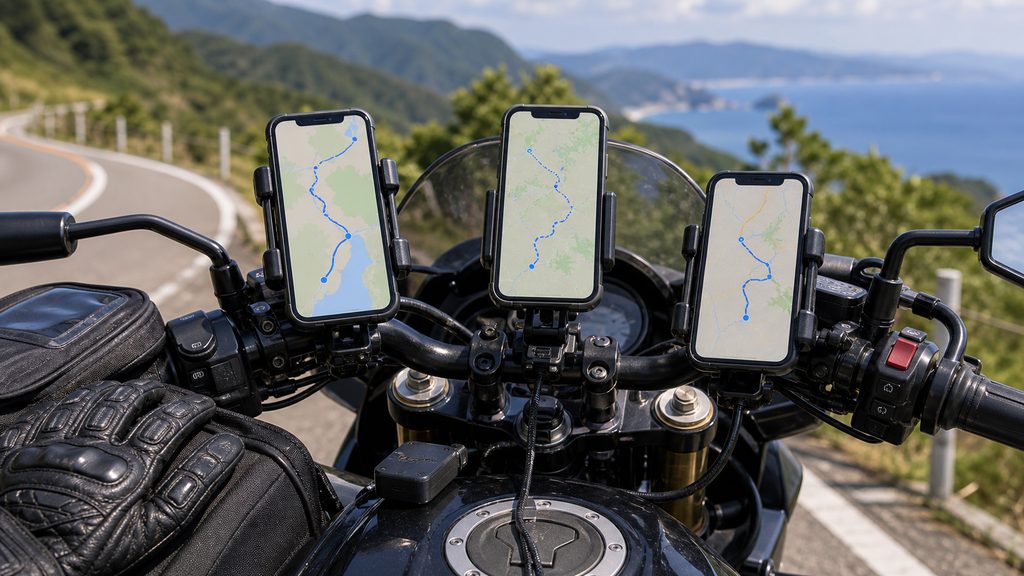 記録特化で選ぶ3本（HondaGO RIDE・ROADSTOCK・Googleマップ）のイメージ
