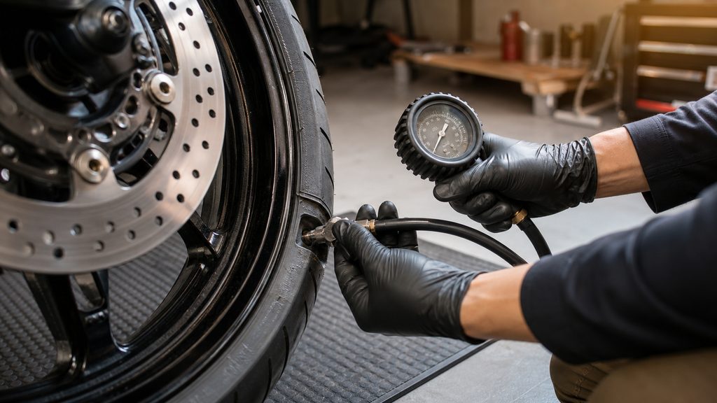 バイクタイヤの空気圧「適正値」と1ヶ月の減り方の実態のイメージ